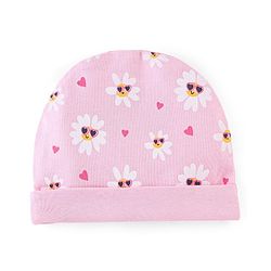 Babyhug 100% Cotton Cap Mittens And Booties Floral Print Pink - Diameter 9.5 cm