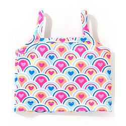 Babyhug Sleeveless Two Piece Swimsuit Heart  Print - Pink