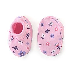 Babyhug 100% Cotton Cap Mittens & Booties Floral Print- Pink