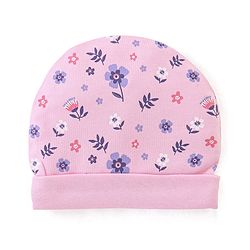 Babyhug 100% Cotton Cap Mittens & Booties Floral Print- Pink