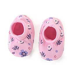 Babyhug 100% Cotton Cap Mittens & Booties Floral Print- Pink