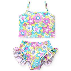 Babyhug Sleeveless Two Piece Swimsuit Floral  Print - Pink