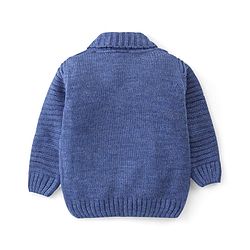 Babyhug Knit Full Sleeves Solid Color Sweater - Blue