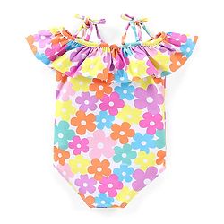 Babyhug Sleeveless V Cut Swimsuit Floral Print - Multicolor