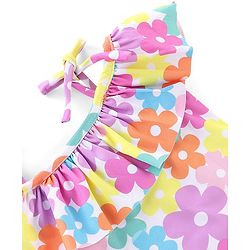 Babyhug Sleeveless V Cut Swimsuit Floral Print - Multicolor