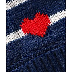 Babyhug Knit Heart Design Woollen Cap - Navy Blue
