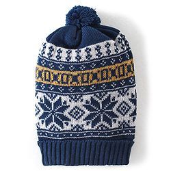 Babyhug Pom Pom Woollen Cap - White & Navy Blue
