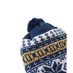 Babyhug Pom Pom Woollen Cap - White & Navy Blue