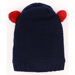 Babyhug  Woollen Caps with Pompom - Navy Blue
