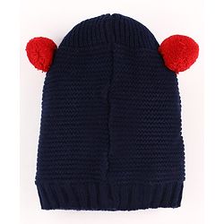 Babyhug  Woollen Caps with Pompom - Navy Blue