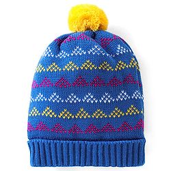 Babyhug Woollen Caps with Pompom Aqua -  Diameter 10 cm
