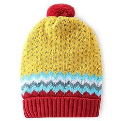 Babyhug Woollen Caps with Pompom & Polka Dot Design Multicolour - Diameter 10 cm