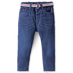 Babyhug Denim Washed Full Length Jeans with Stretch - Blue