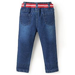 Babyhug Denim Full Length Washed With Stretch Jeans - Blue
