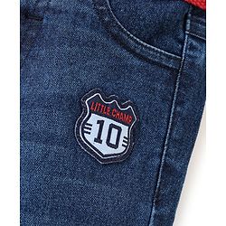 Babyhug Denim Full Length Washed With Stretch Jeans - Blue