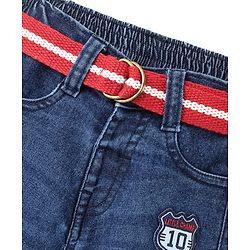 Babyhug Denim Full Length Washed With Stretch Jeans - Blue