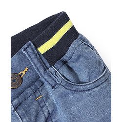 Babyhug Cotton Full Length Denim with Stretch Jeans Leafs Print   Fly With Zipper -  Blue