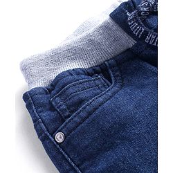 Babyhug Cotton Full Length Stretchable Washed Denim Jeans - Dark Blue