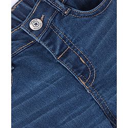 Babyhug Cotton Spandex Full Length Stretchable Washed Jeans - Blue