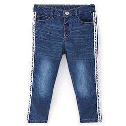 Babyhug Cotton Spandex Full Length Stretchable Washed Jeans - Blue