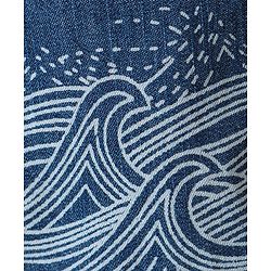 Babyhug Cotton Spandex Above Knee Length Stretchable Washed Denim Bermuda Wave Print - Blue