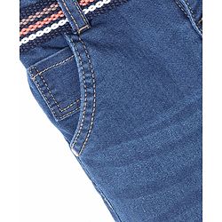 Babyhug Cotton Above Knee Length Solid Bermuda With Stretch & Belt- Blue