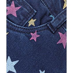 Babyhug Cotton Spandex Ankle Length Stretchable Washed Denim Capri Star Print - Blue