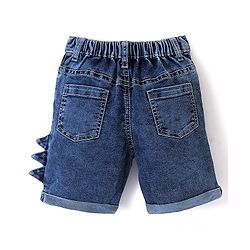 Babyhug Cotton Washed Denim Knee Length Bermuda Solid Colour - Navy Blue