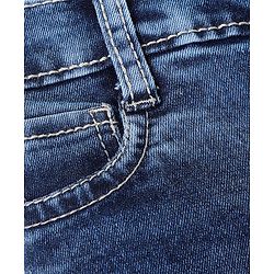 Babyhug Cotton Washed Denim Knee Length Bermuda Solid Colour - Navy Blue