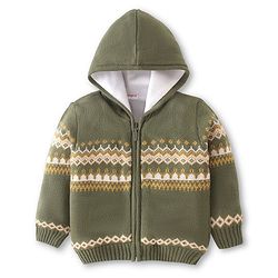 Babyhug Knit Full Sleeves Hooded Sweater Argyle Design - Olive Green