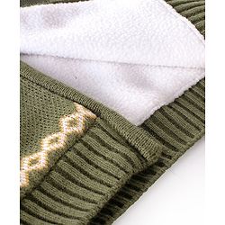 Babyhug Knit Full Sleeves Hooded Sweater Argyle Design - Olive Green
