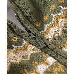 Babyhug Knit Full Sleeves Hooded Sweater Argyle Design - Olive Green