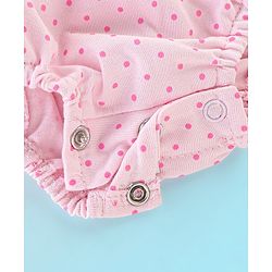 Babyhug 100% Cotton Half Sleeves Onesie with Bow Applique and Butterfly Print - Pink