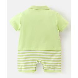 Babyhug 100% Cotton Half Sleeves Romper with Lion Print - Green