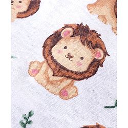 Babyhug 100% Cotton Half Sleeves Romper Lion & Stripes Print Pack of 2- White & Green