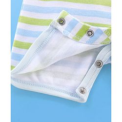 Babyhug 100% Cotton Half Sleeves Romper Lion & Stripes Print Pack of 2- White & Green