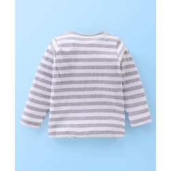 Babyhug Single Jersey Full Sleeves Striped T-Shirt & Lounge Pant Set Cub Print - Grey & Maroon Wine