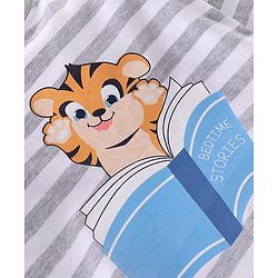 Babyhug Single Jersey Full Sleeves Striped T-Shirt & Lounge Pant Set Cub Print - Grey & Maroon Wine