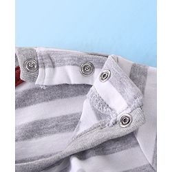 Babyhug Single Jersey Full Sleeves Striped T-Shirt & Lounge Pant Set Cub Print - Grey & Maroon Wine