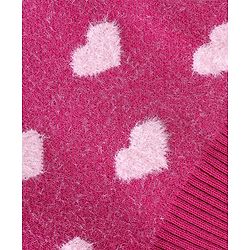 Babyhug Knit Full Sleeves Sweater with Heart Design - Fuchsia