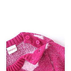 Babyhug Knit Full Sleeves Sweater with Heart Design - Fuchsia