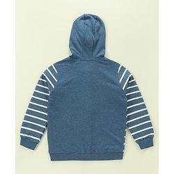 Babyhug 100% Cotton Full Sleeves Hooded T-Shirt & Lounge Pants With Text Embroidery - White & Blue