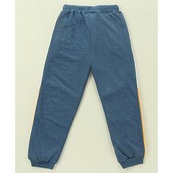 Babyhug 100% Cotton Full Sleeves Hooded T-Shirt & Lounge Pants With Text Embroidery - White & Blue