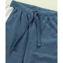 Babyhug 100% Cotton Full Sleeves Hooded T-Shirt & Lounge Pants With Text Embroidery - White & Blue