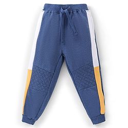 Babyhug 100% Cotton Full Sleeves Hooded T-Shirt & Lounge Pants With Text Embroidery - White & Blue
