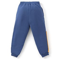 Babyhug 100% Cotton Full Sleeves Hooded T-Shirt & Lounge Pants With Text Embroidery - White & Blue