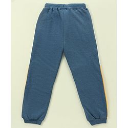 Babyhug 100% Cotton Full Sleeves Hooded T-Shirt & Lounge Pants With Text Embroidery - White & Blue