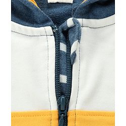 Babyhug 100% Cotton Full Sleeves Hooded T-Shirt & Lounge Pants With Text Embroidery - White & Blue