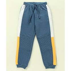 Babyhug 100% Cotton Full Sleeves Hooded T-Shirt & Lounge Pants With Text Embroidery - White & Blue