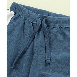 Babyhug 100% Cotton Full Sleeves Hooded T-Shirt & Lounge Pants With Text Embroidery - White & Blue